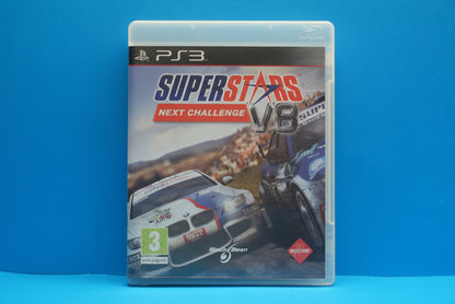 PlayStation 3 game case titled 'Superstars V8 Racing: Next Challenge' on a blue background