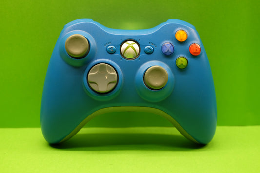 Official Xbox 360 Wireless Controller (Blue) (Grey Thumbsticks) - Pre-Owned