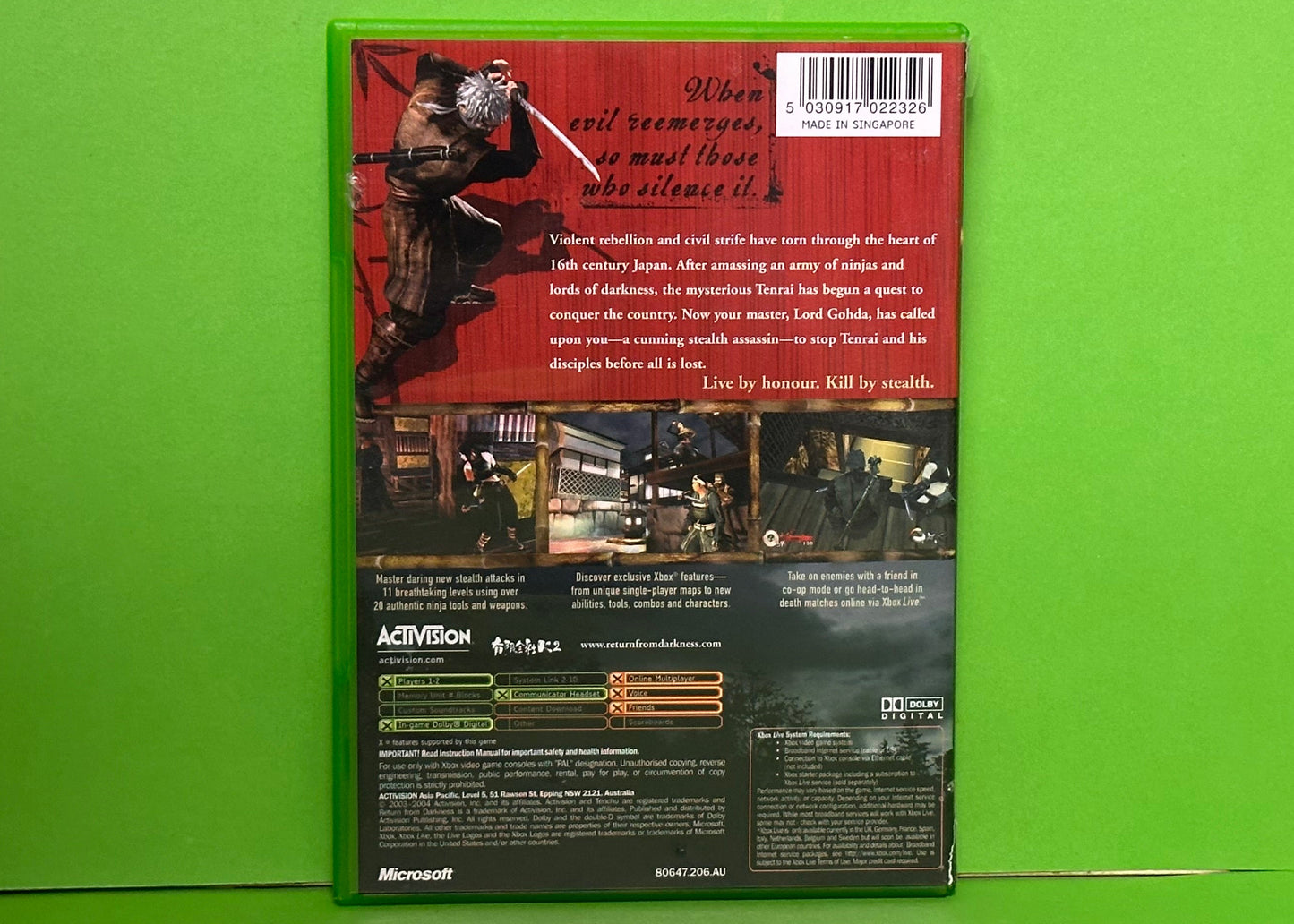 Tenchu Return From Darkness - Xbox Original - Pre-Owned