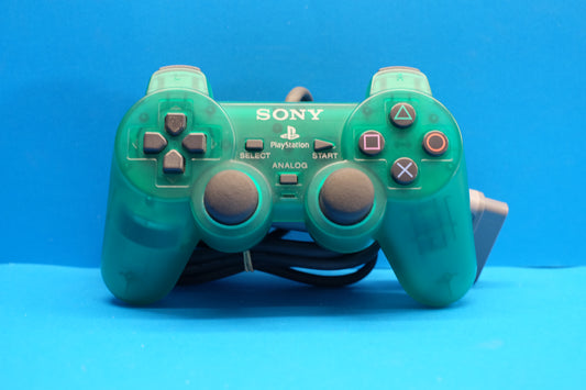 Official Dualshock Playstation 1 (Transparent Green) Controller