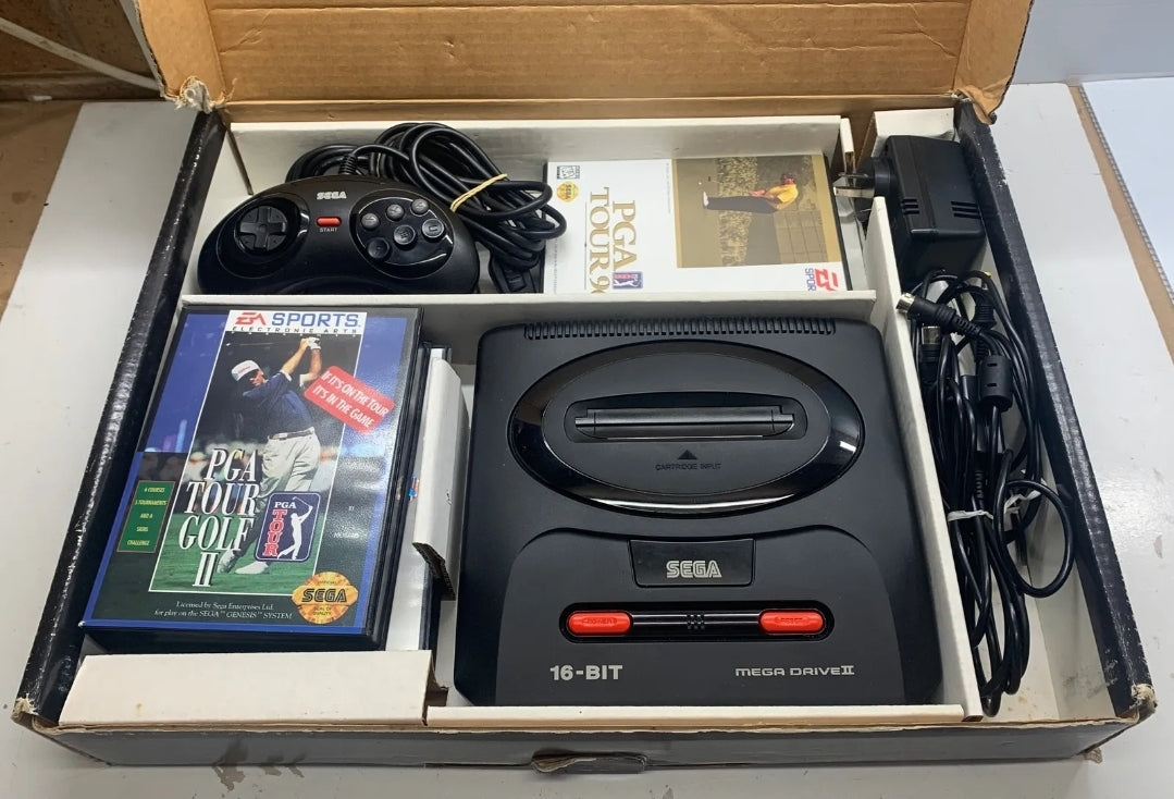 Sega Megadrive II Black Console Boxed x2 Controllers & x3 Games